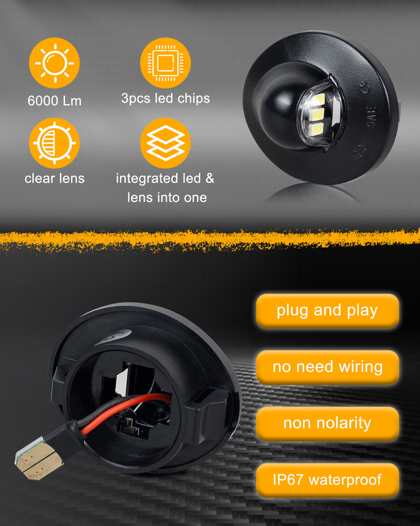 BIFTU LED License Plate Light Tag Lights with Wire Harness Sockets Com